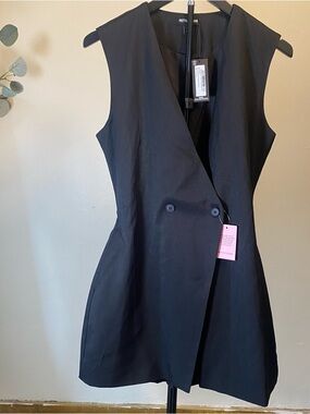 PrettyLittleThing Black Sleeveless Wrap-Style Mini Dress
